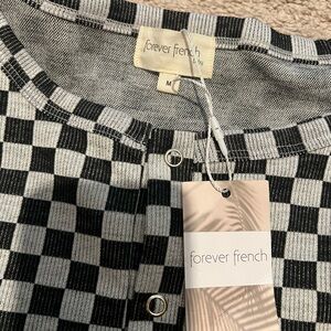 Forever French Black and White Checkered Women's Top